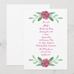 Invitation Pink Floral Green Foliage Bachelorette Party
