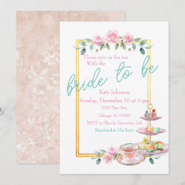 Invitation Pink Floral Mariée pour être Fête des mariées Tea 