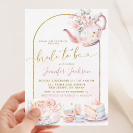 Invitation Pink Floral Mariée pour être Fête des mariées Tea 