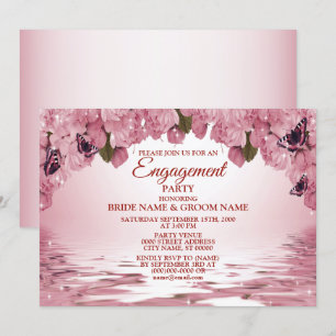 Invitation Pink Floral Nature Butterfly
