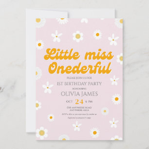 Invitation Pink floral petite miss à un premier anniversaire