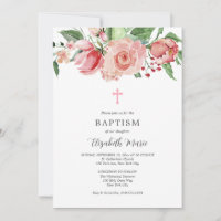 Pink Floral Photo Bible Verse Baptême pour les fil