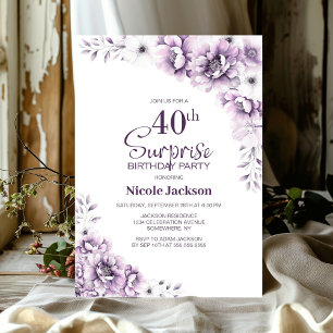 Invitation Pink Floral Surprise 40e anniversaire