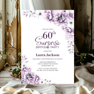 Invitation Pink Floral Surprise 60e anniversaire