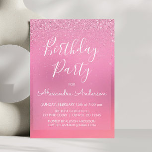 Invitation Pink Foil Girl Parties scintillant étincelante n'i