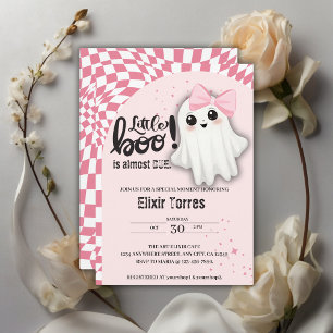 Invitation Pink Ghost Little Boo est presque dû Baby shower