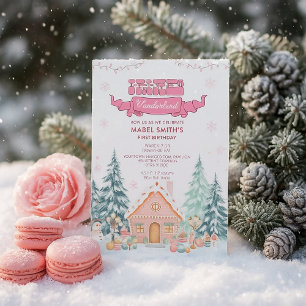 Invitation Pink GingerPread Winter Onederland 1er anniversair