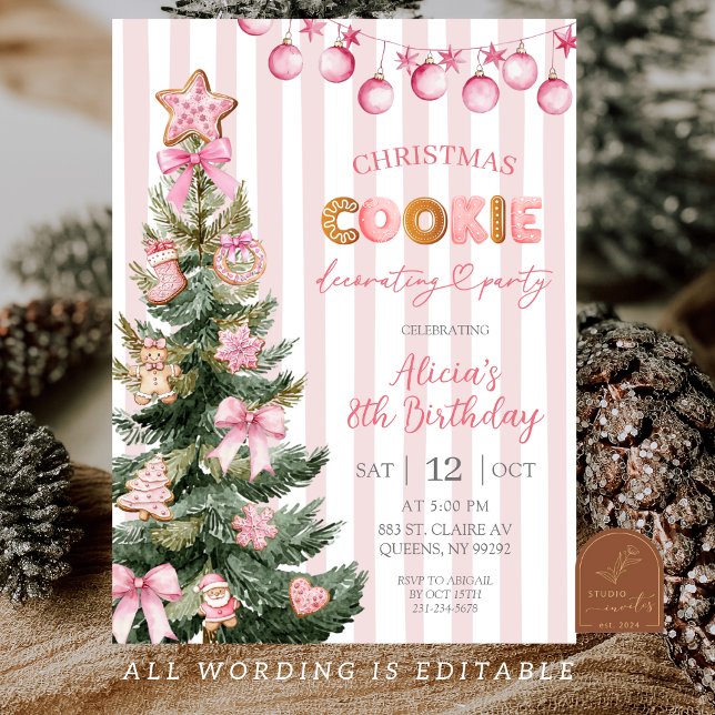 Invitation Pink Girl Cookie Decorating Party Birthday (Créateur téléchargé)