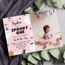 Pink Girl Éffrayant One Ghost 1st Birthday Invitat