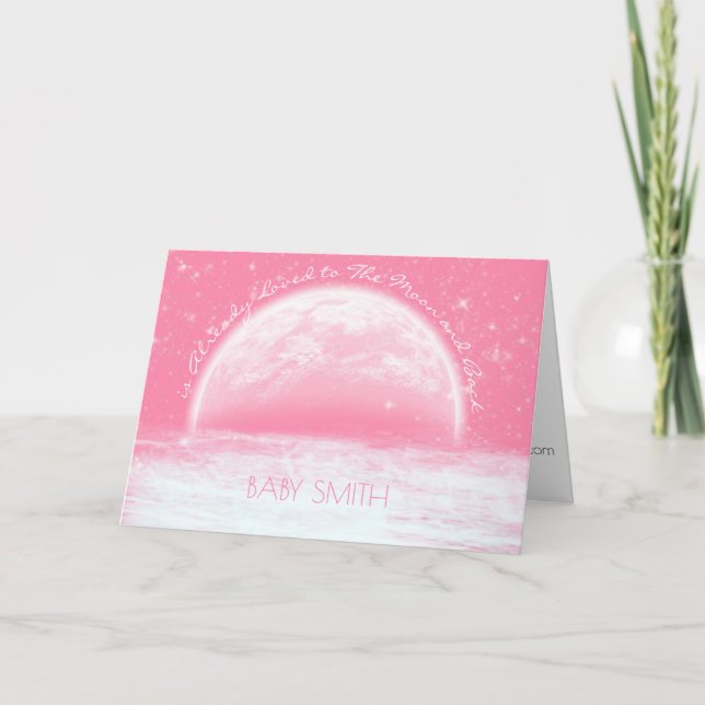 Invitation Pink Girl Love to the Moon and Back Baby shower (Devant)