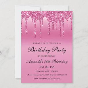 Invitation Pink Glitter Drip