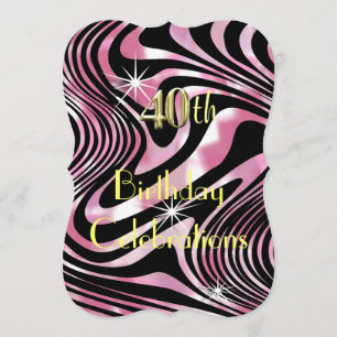 Invitation Pink Glitzy Girly Sparkle 40e anniversaire fête