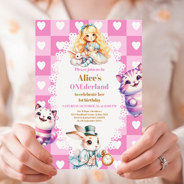 Invitation Pink Gold Alice au Pays des merveilles Anniversair (Créateur téléchargé)