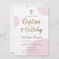 Pink Gold Arménienne croix fille Baptême 1er anniv