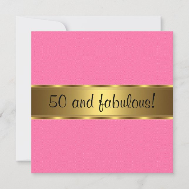 Invitation Pink Gold Fabulous 50e fête d'anniversaire (Devant)