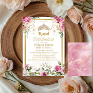 Invitation Pink Gold Fairytale Princess Crown
