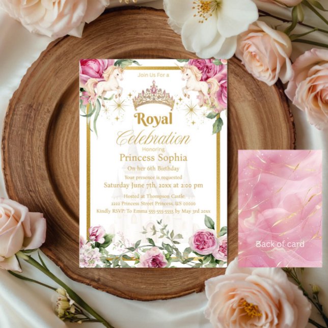 Invitation Pink Gold Fairytale Princess Crown (Créateur téléchargé)