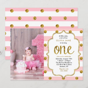 Invitation Pink, Gold Parties scintillant Premier anniversair