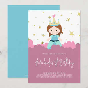 Invitation Pink Gold Princess Girl Birthday Party