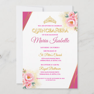 Invitation Pink & Gold Quinceañera