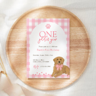 Invitation Pink Golden Retriever Un anniversaire d'or