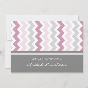 Invitation Pink Gray Chevron Bridal Lunch Invite Cards