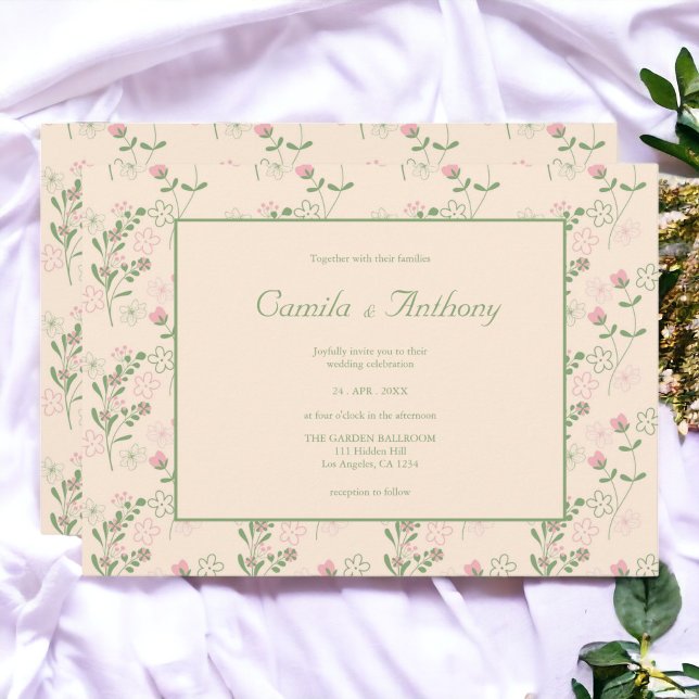 Invitation Pink Green Retro Y2K les années 70 Fleur Motif (Zazzle Pink Green Retro Y2K 70s Flower Pattern Invitation)