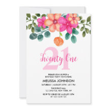 Pink Greenery Flower 21e anniversaire