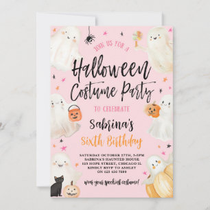 Invitation Pink Halloween Éffrayante fille Anniversaire Costu