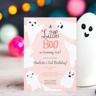 Invitation Pink Halloween petits fantômes de boite enfant 2e 