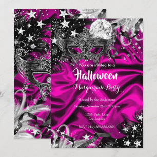 Invitation Pink Halloween Soirée Magique Masquerade Party