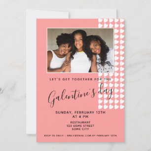 Invitation Pink Heart Friend Photo Galentine`s Day 