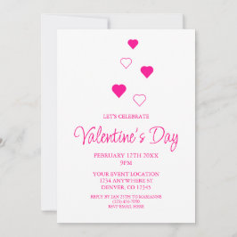 Invitation Pink Heart Minimalist Saint Valentin