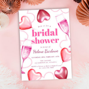 Invitation Pink Hearts Party Fille mignonne Fête des mariées 