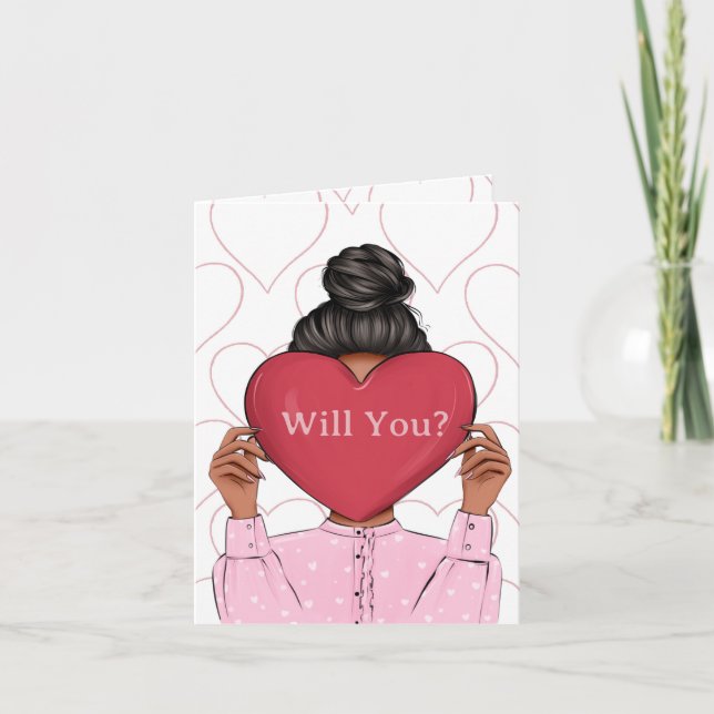 Invitation Pink Hearts Valentine's Bridesmaid Proposal Card (Devant)