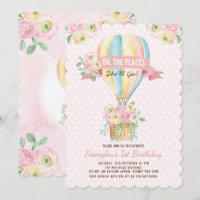 Pink Hot Air Balloon Floral Aventure Anniversaire