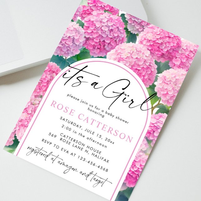 Invitation Pink Hydrangea C'est un Baby shower féminin (Créateur téléchargé)