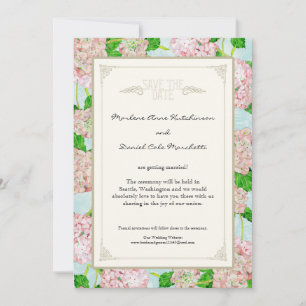 Invitation Pink Hydrangea dentelle Floral Formal Élégant Mari