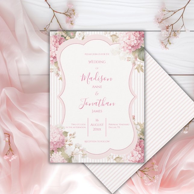 Invitation Pink Hydrangeas Vintage Elegant Wedding (Créateur téléchargé)