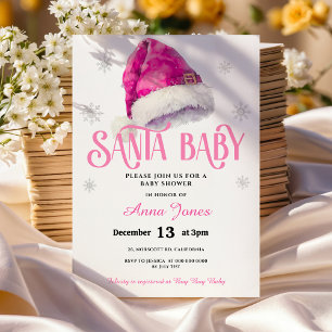 Invitation PINK Jolly Santa Hat fille Baby shower