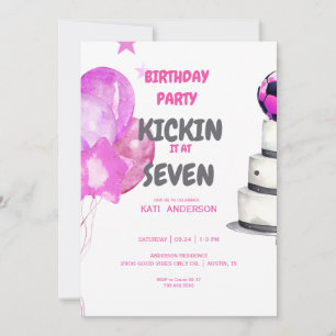 Invitation Pink Kickin it Soccer Anniversaire