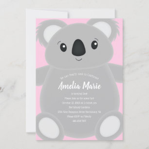 Invitation Pink Koala Bear Anniversaire