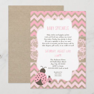 Invitation Pink Ladybug Baby Sprinkle, fille baby shower