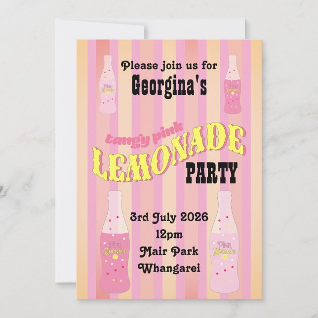 Invitation Pink Lemonade Birthday (Devant)
