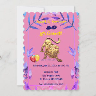 Invitation Pink Leo (23 juillet - 22 août) anniversaire Invit