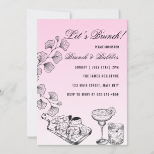 Invitation Pink Lets Brunch, Brunch Et Bulles