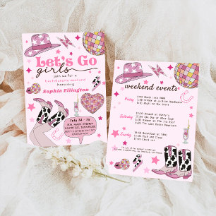 Invitation Pink Let's Go Girl Bachelorette Week-end Nash Bash