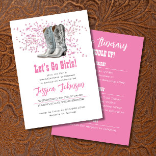 Invitation Pink Let's Go Girls Western Bachelorette Party