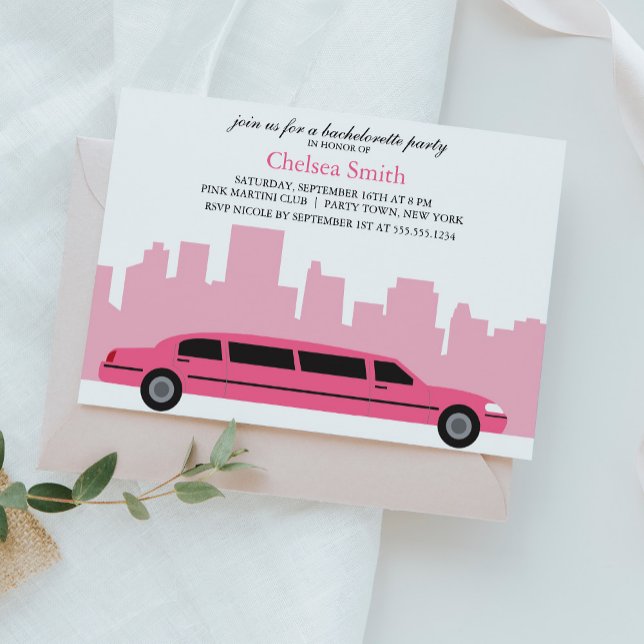 Invitation Pink Limousine Bachelorette Party (Créateur téléchargé)