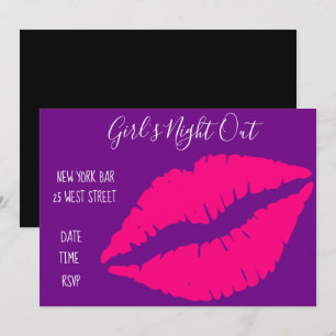 Invitation Pink Lipstick fun fille's night out Party